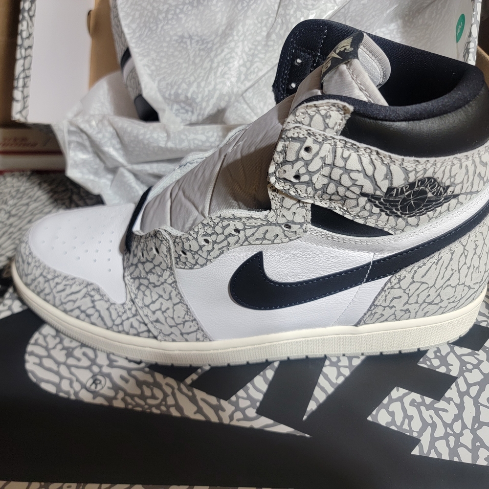 Nike Air Jordan 1 OG 'White Cement/ Elephant Print' High Top 15M New W/ Box POOS